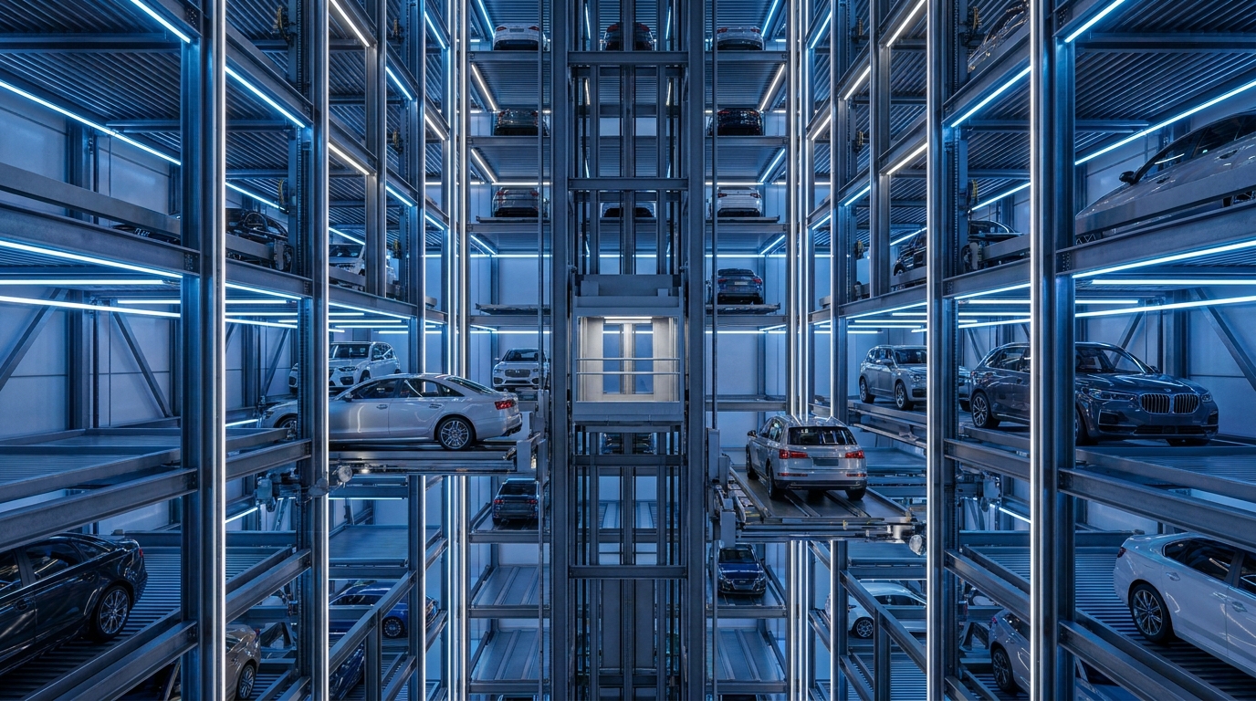 Système de parking automatisé multi-niveaux avec plateformes de stationnement